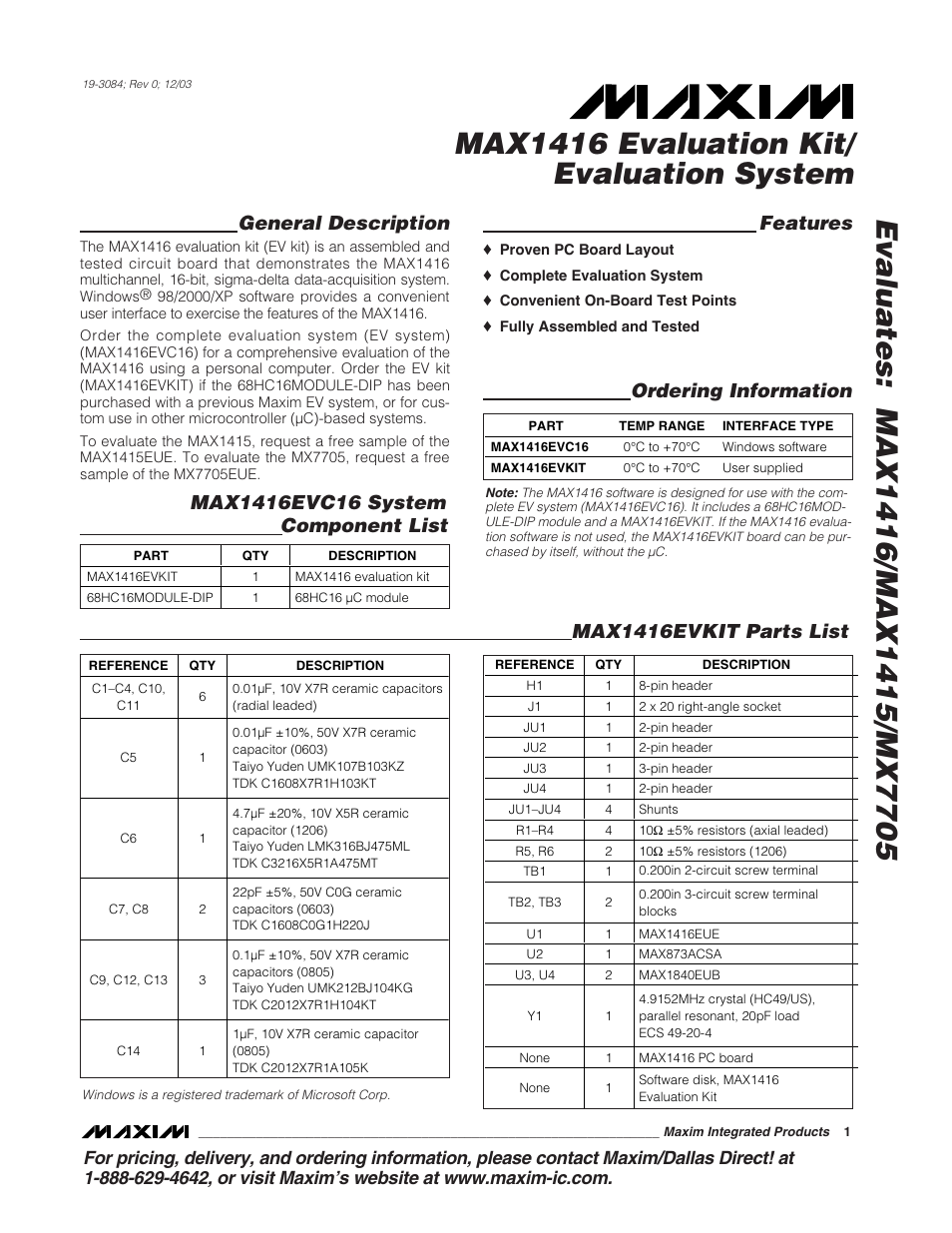 Maxim Integrated MAX1415 User Manual | 14 pages