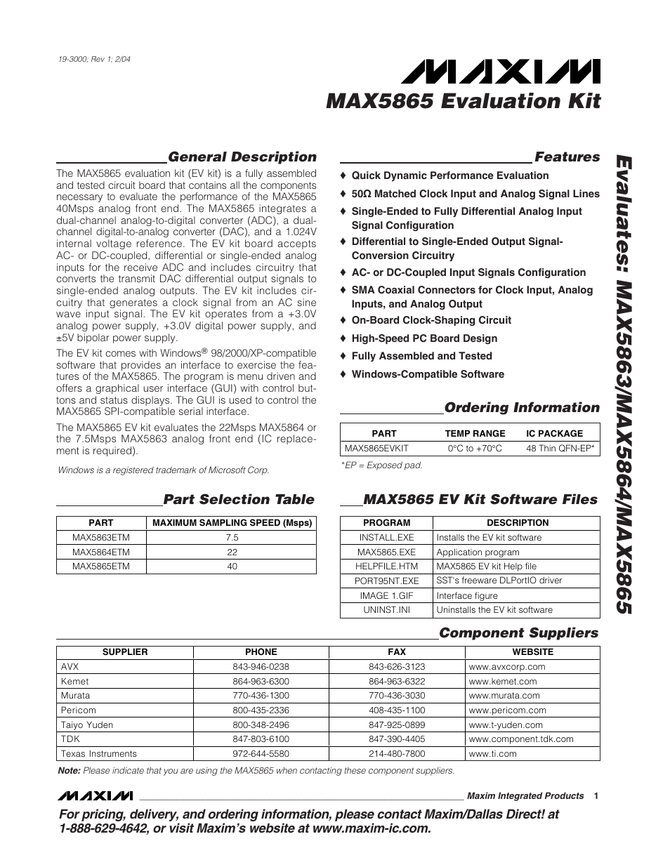 Maxim Integrated MAX5865 User Manual | 18 pages