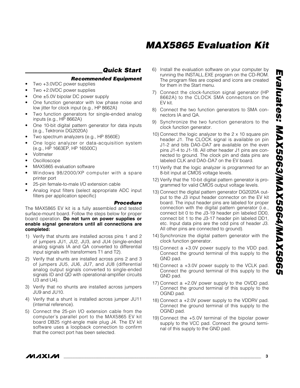 Quick start | Maxim Integrated MAX5865 User Manual | Page 3 / 18