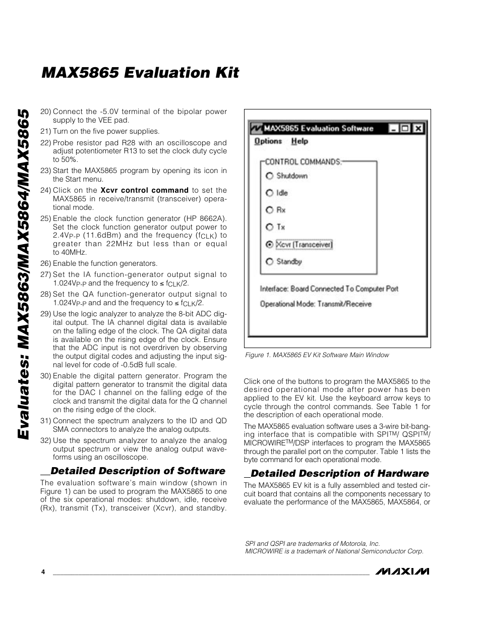 Detailed description of software, Detailed description of hardware | Maxim Integrated MAX5865 User Manual | Page 4 / 18