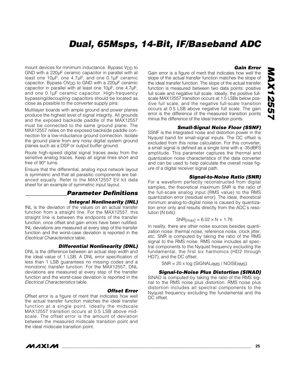 Parameter definitions | Maxim Integrated MAX12557 User Manual | Page 25 / 28