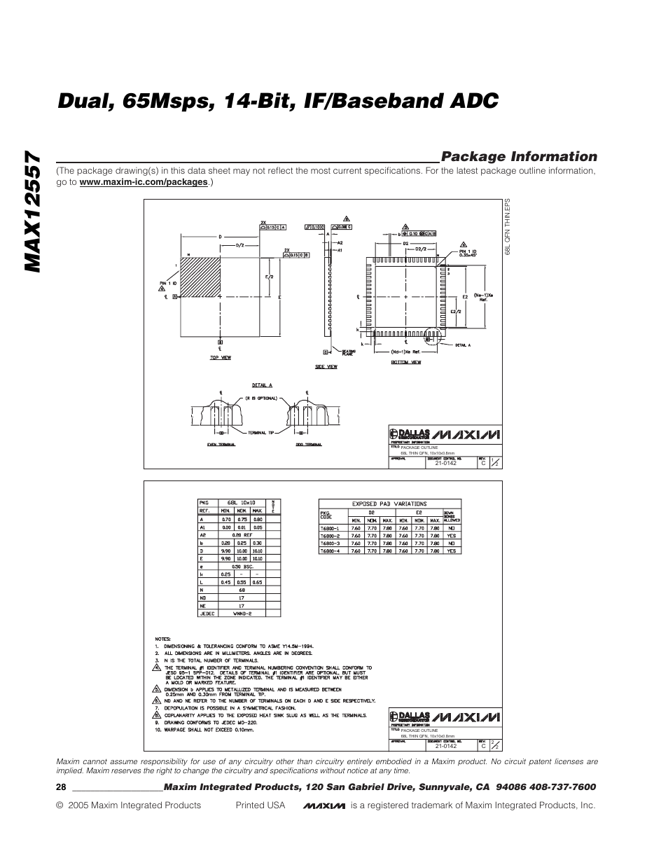 Package information | Maxim Integrated MAX12557 User Manual | Page 28 / 28