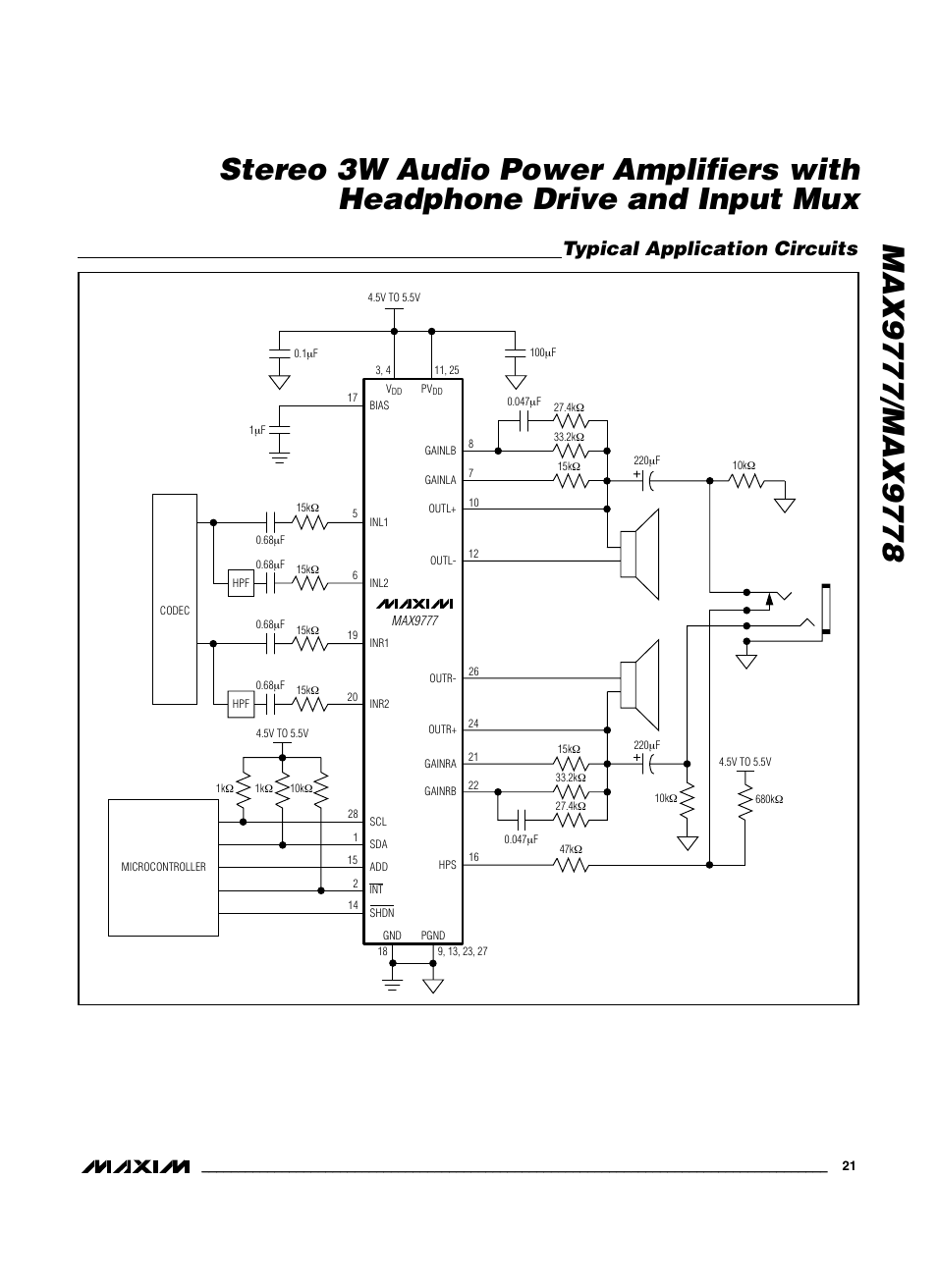 Typical application circuits | Maxim Integrated MAX9778 User Manual | Page 21 / 27