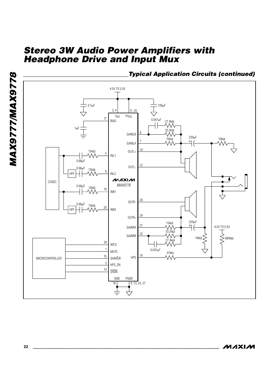 Typical application circuits (continued) | Maxim Integrated MAX9778 User Manual | Page 22 / 27