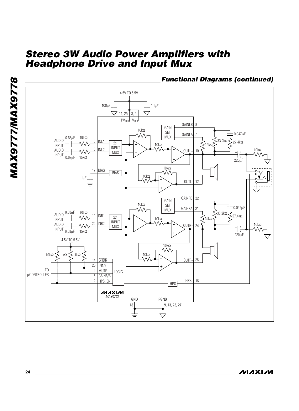 Functional diagrams (continued) | Maxim Integrated MAX9778 User Manual | Page 24 / 27