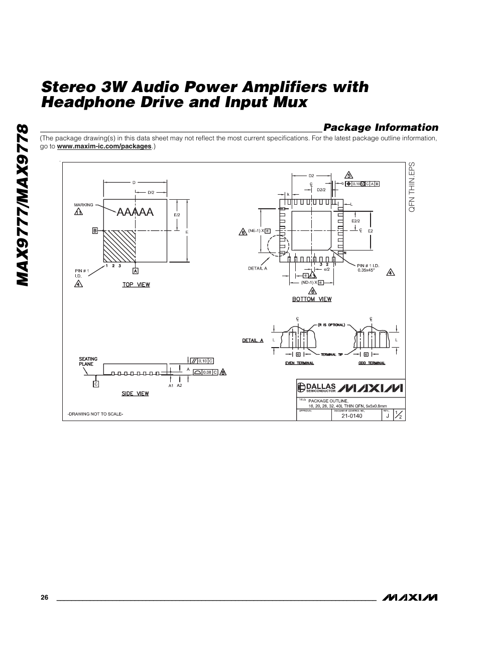 Package information | Maxim Integrated MAX9778 User Manual | Page 26 / 27