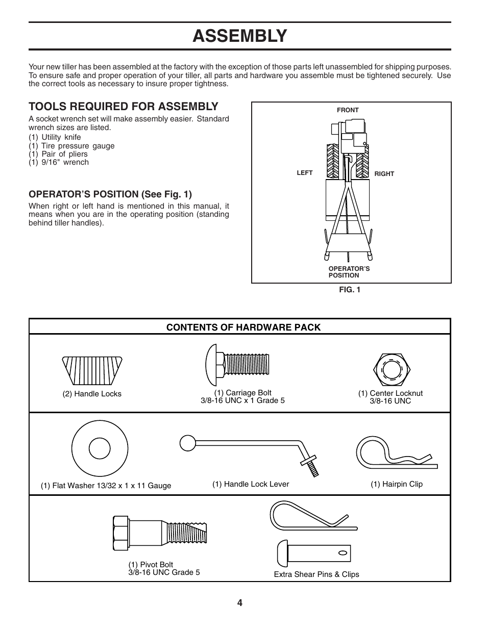 Assembly, Tools required for assembly | Maxim Manufacturing MXR500 User Manual | Page 4 / 21