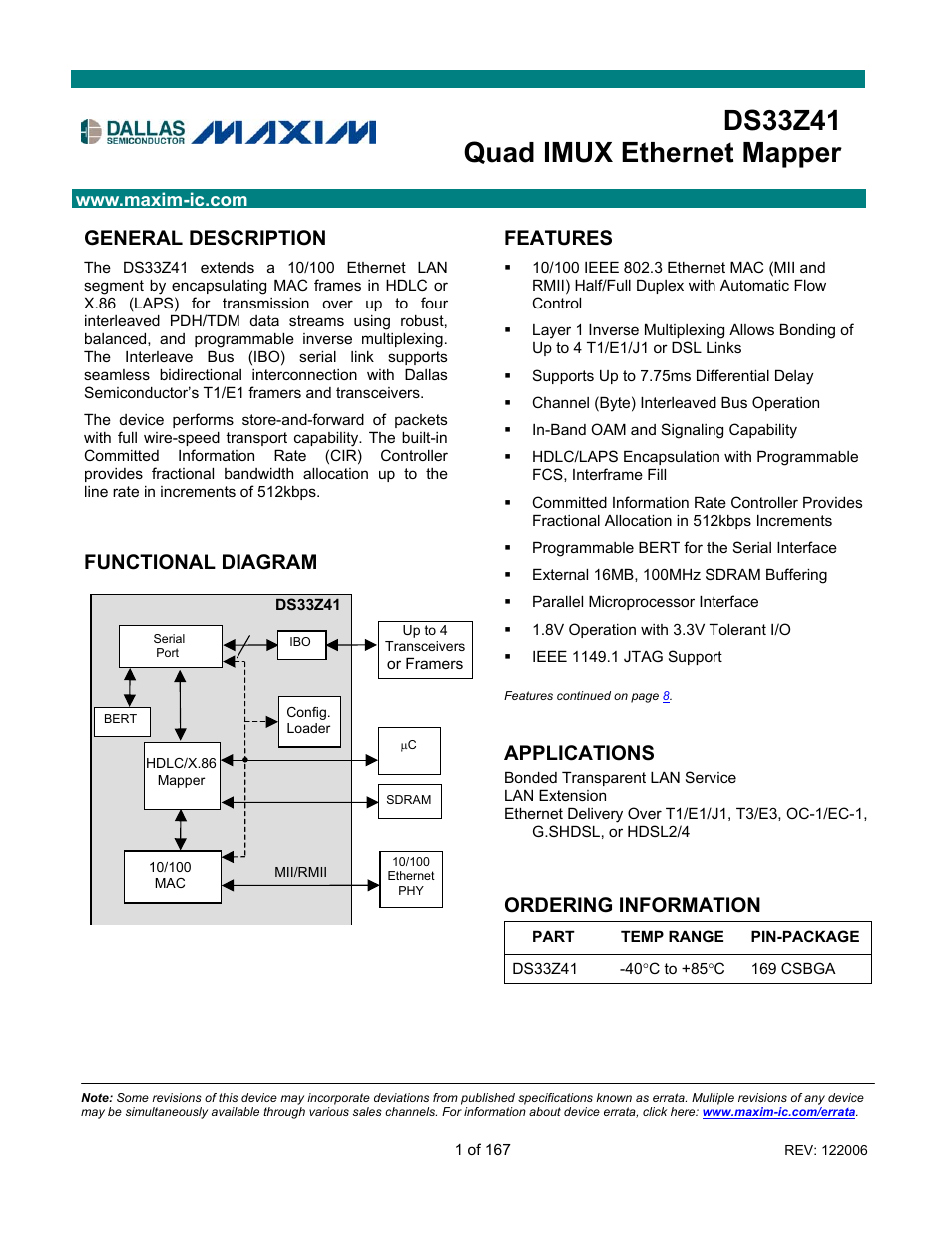 Maxim Integrated DS33Z41 User Manual | 167 pages