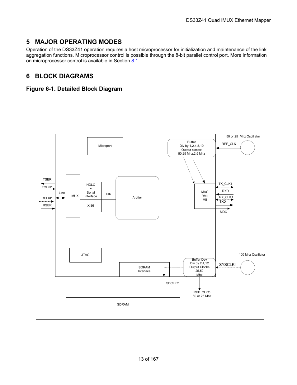 Major operating modes, Block diagrams, 5 major operating modes | 6 block diagrams, Figure 6-1. detailed block diagram | Maxim Integrated DS33Z41 User Manual | Page 13 / 167