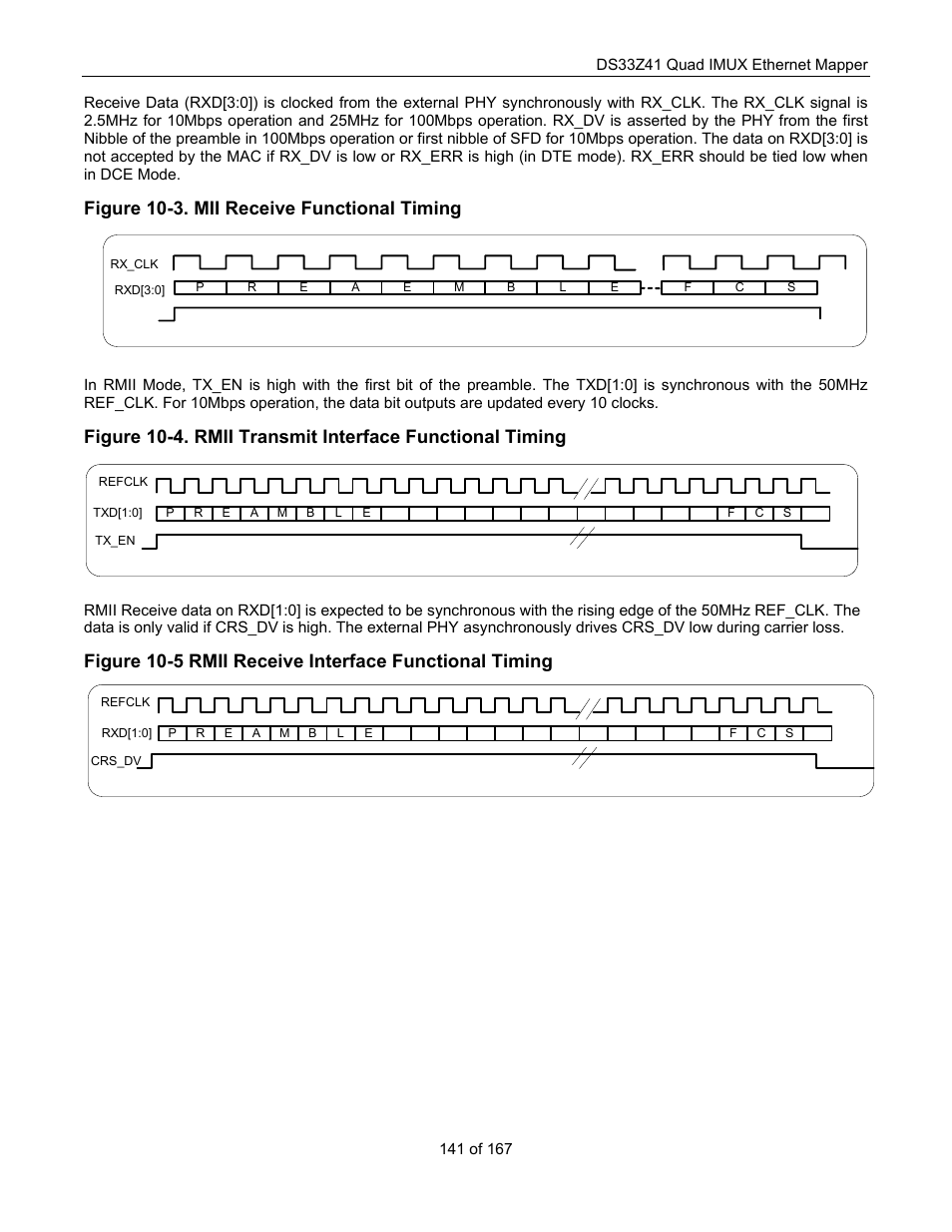 Figure 10-3. mii receive functional timing | Maxim Integrated DS33Z41 User Manual | Page 141 / 167