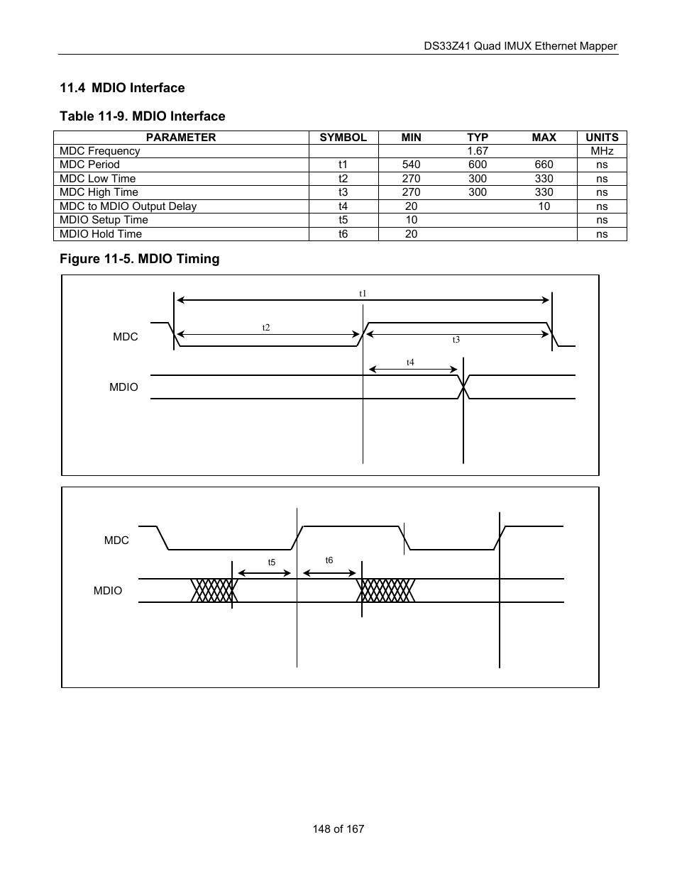 Mdio interface, Mdio i, Nterface | Maxim Integrated DS33Z41 User Manual | Page 148 / 167