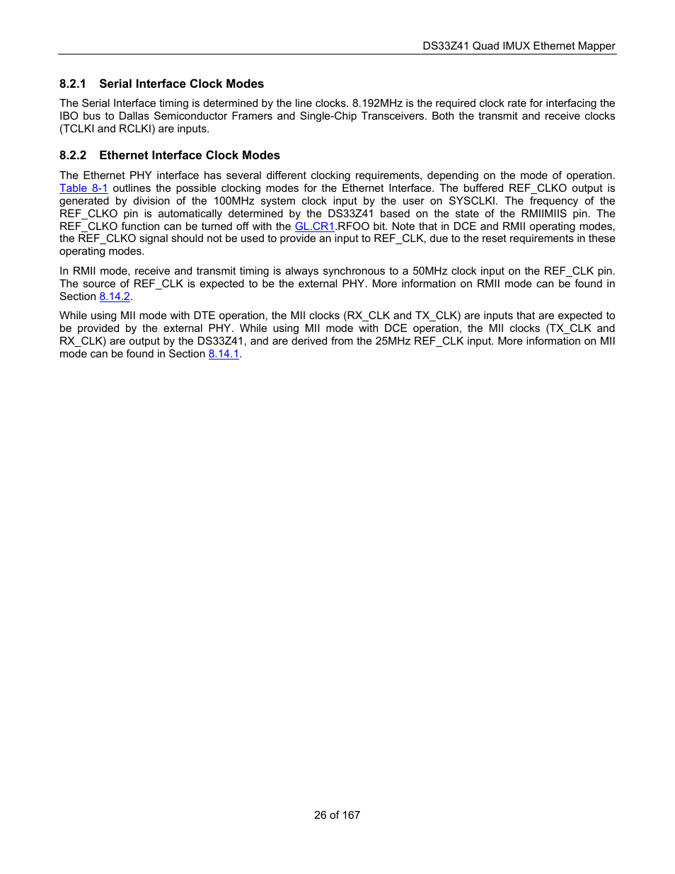 Serial interface clock modes, Ethernet interface clock modes | Maxim Integrated DS33Z41 User Manual | Page 26 / 167