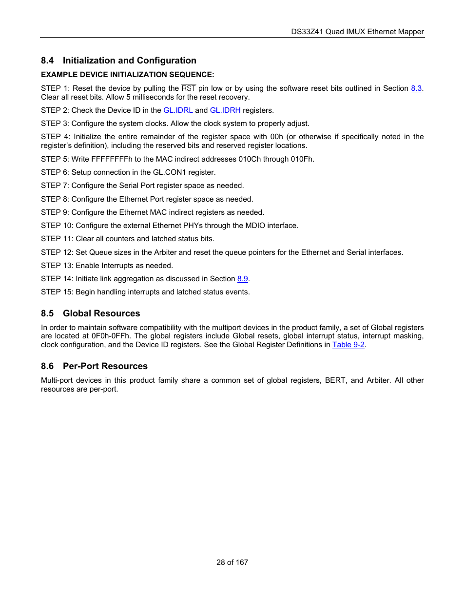 Initialization and configuration, Global resources, Per-port resources | Nitialization and, Onfiguration, Lobal, Esources | Maxim Integrated DS33Z41 User Manual | Page 28 / 167