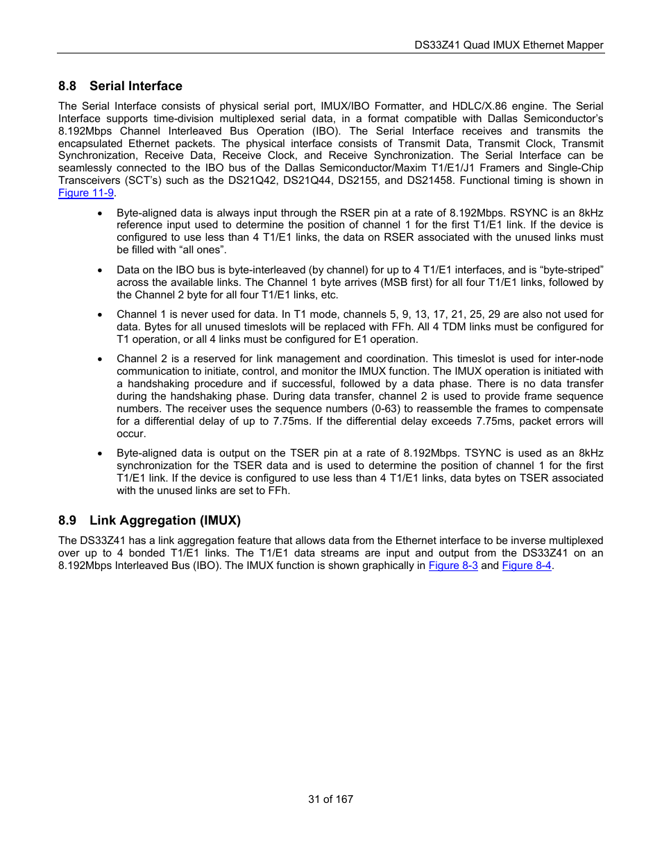 Serial interface, Link aggregation (imux), Erial | Nterface, Ggregation, Imux) | Maxim Integrated DS33Z41 User Manual | Page 31 / 167