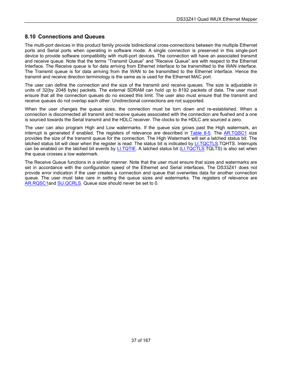 Connections and queues, Onnections and, Ueues | Maxim Integrated DS33Z41 User Manual | Page 37 / 167