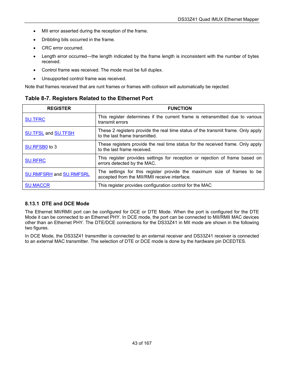 Dte and dce mode | Maxim Integrated DS33Z41 User Manual | Page 43 / 167