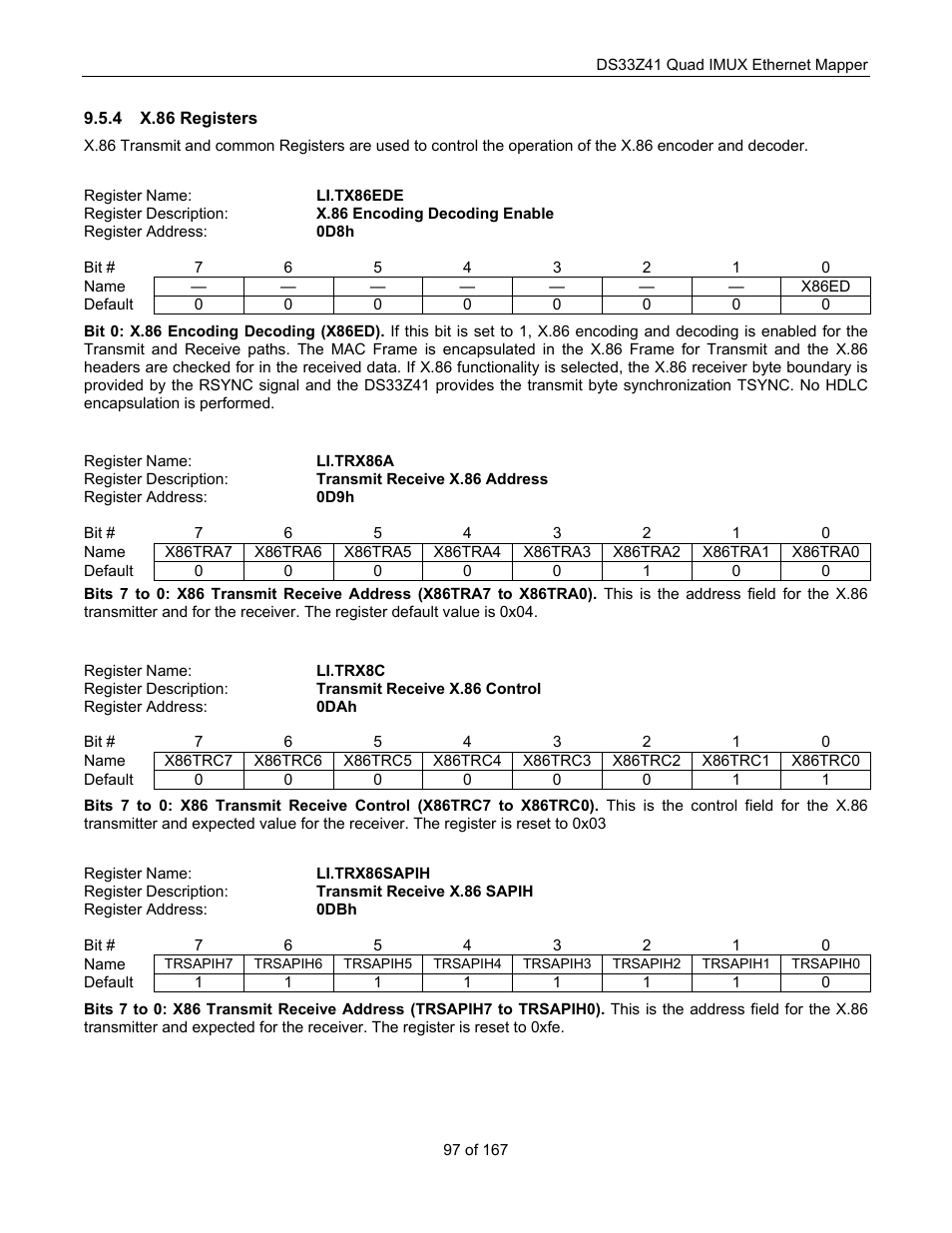 X.86 registers | Maxim Integrated DS33Z41 User Manual | Page 97 / 167