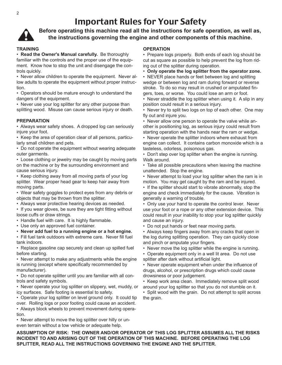 Important rules for your safety | Maxim Manufacturing LSM75BVG User Manual | Page 2 / 12