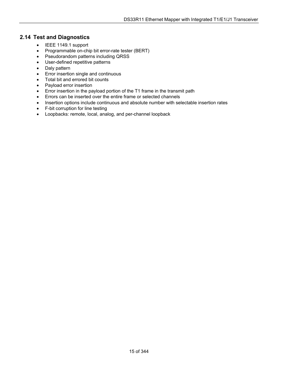14 test and diagnostics, Est and, Iagnostics | Maxim Integrated DS33R11 User Manual | Page 15 / 344