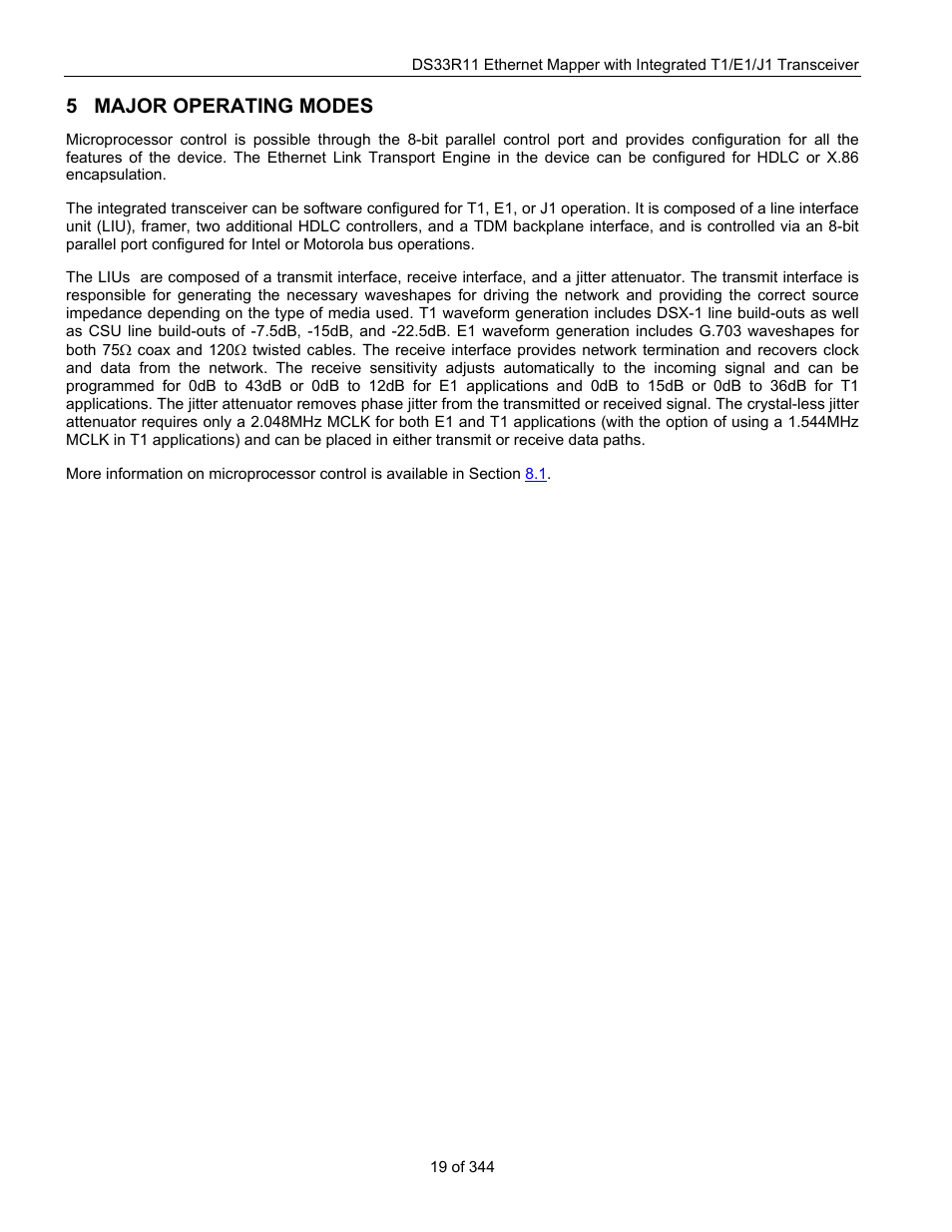 5 major operating modes, Major operating modes | Maxim Integrated DS33R11 User Manual | Page 19 / 344