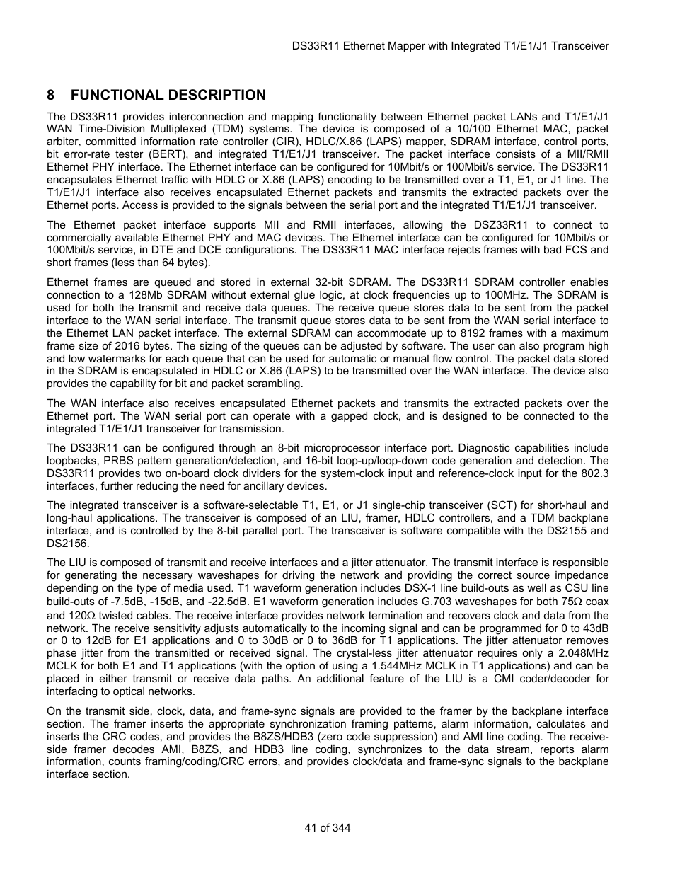 8 functional description, Functional description | Maxim Integrated DS33R11 User Manual | Page 41 / 344