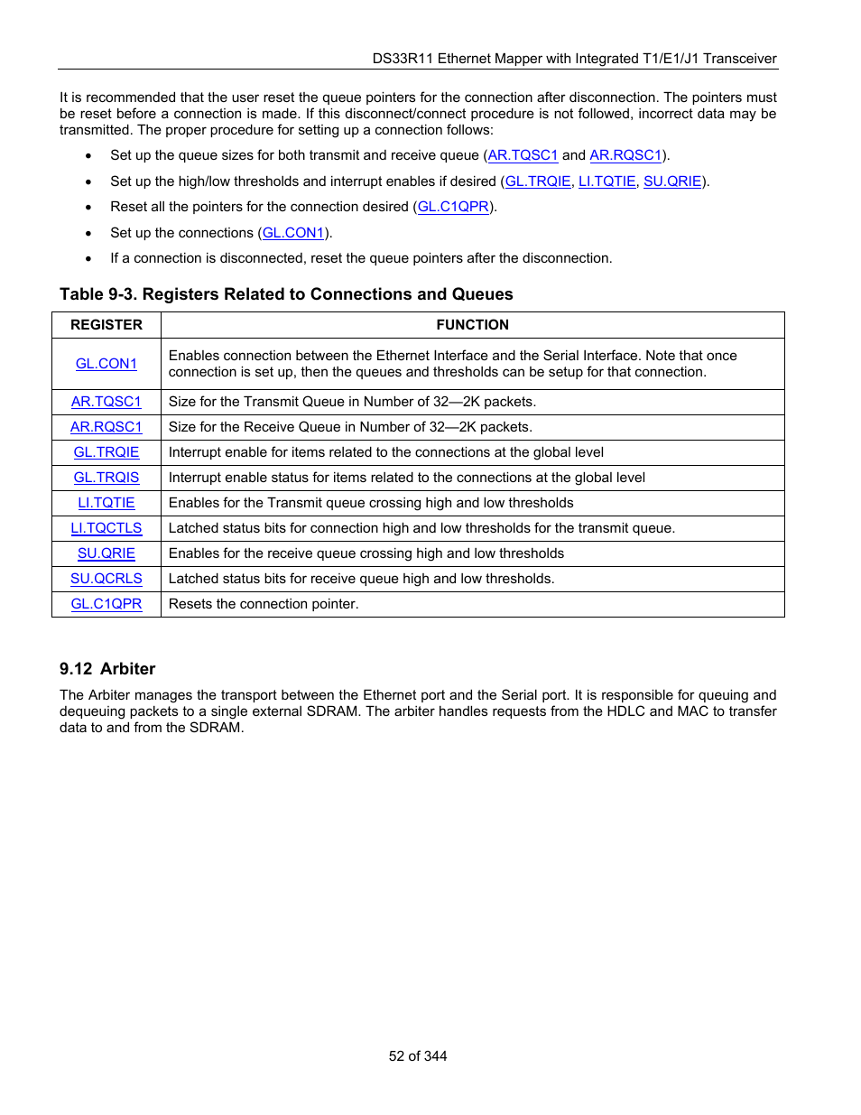 12 arbiter, Rbiter, Sters of relevance are described in | Table 9-3 | Maxim Integrated DS33R11 User Manual | Page 52 / 344