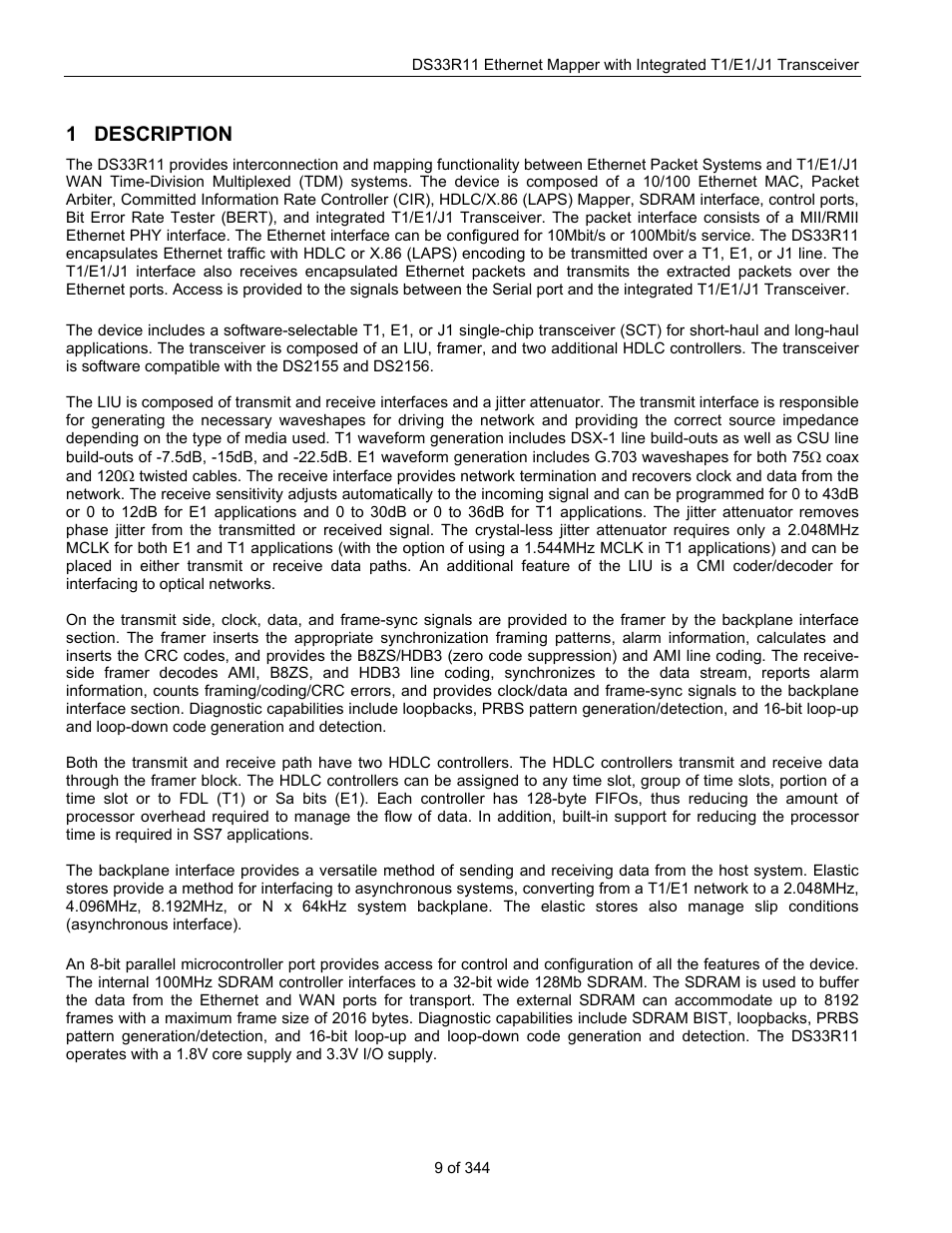 1 description, Description | Maxim Integrated DS33R11 User Manual | Page 9 / 344