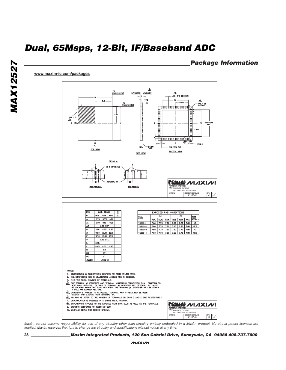 Package information | Maxim Integrated MAX12527 User Manual | Page 28 / 28