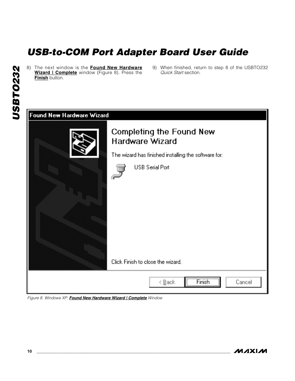 Usbto232, Usb-to-com port adapter board user guide | Maxim Integrated USBTO232 User Manual | Page 10 / 31