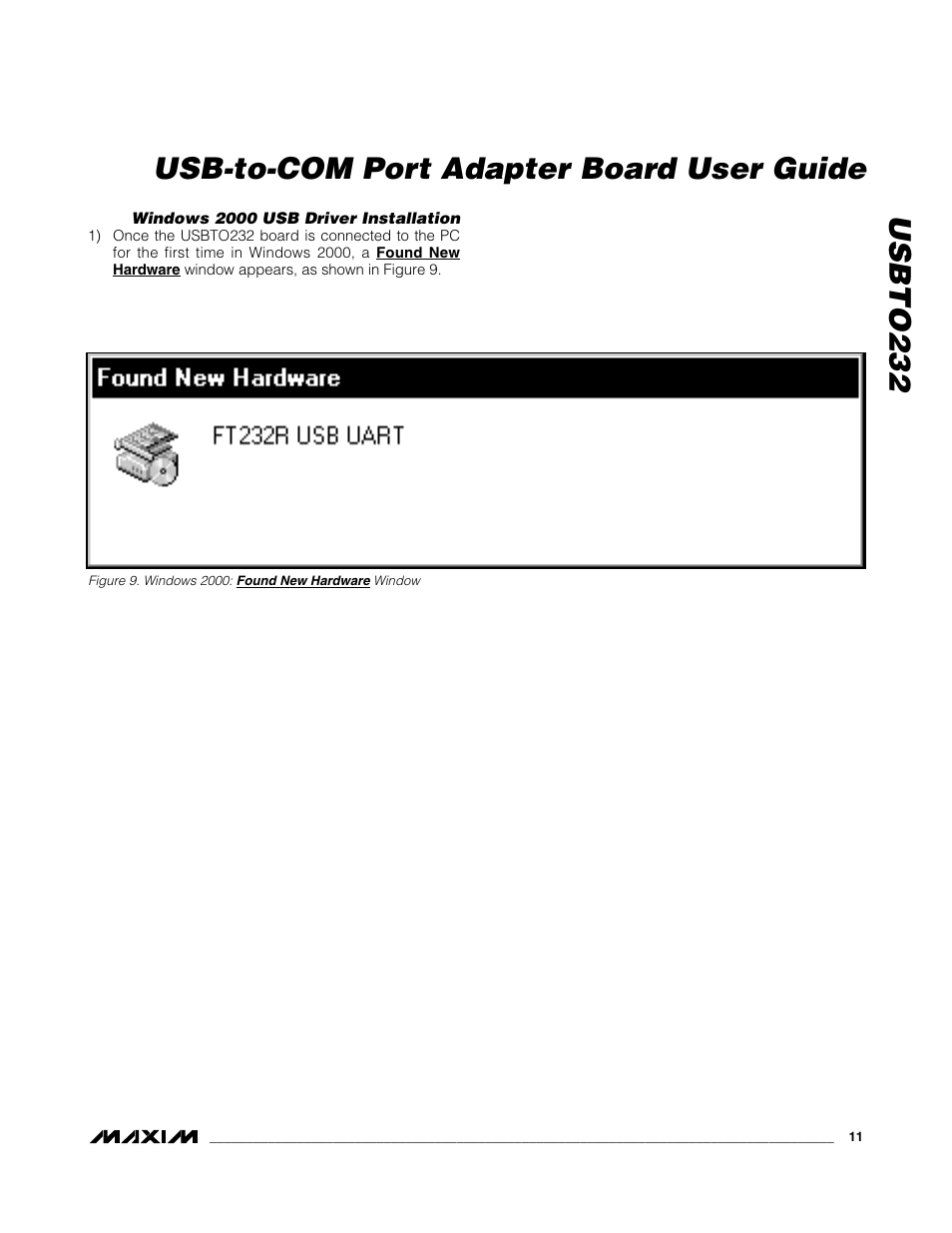 Usbto232 usb-to-com port adapter board user guide | Maxim Integrated USBTO232 User Manual | Page 11 / 31