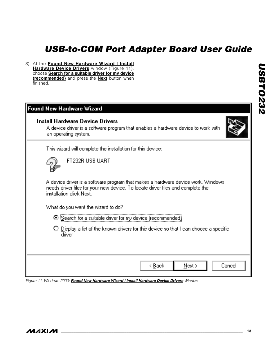 Usbto232 usb-to-com port adapter board user guide | Maxim Integrated USBTO232 User Manual | Page 13 / 31