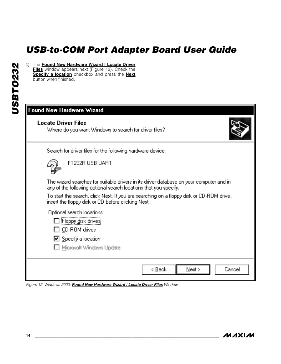 Usbto232, Usb-to-com port adapter board user guide | Maxim Integrated USBTO232 User Manual | Page 14 / 31