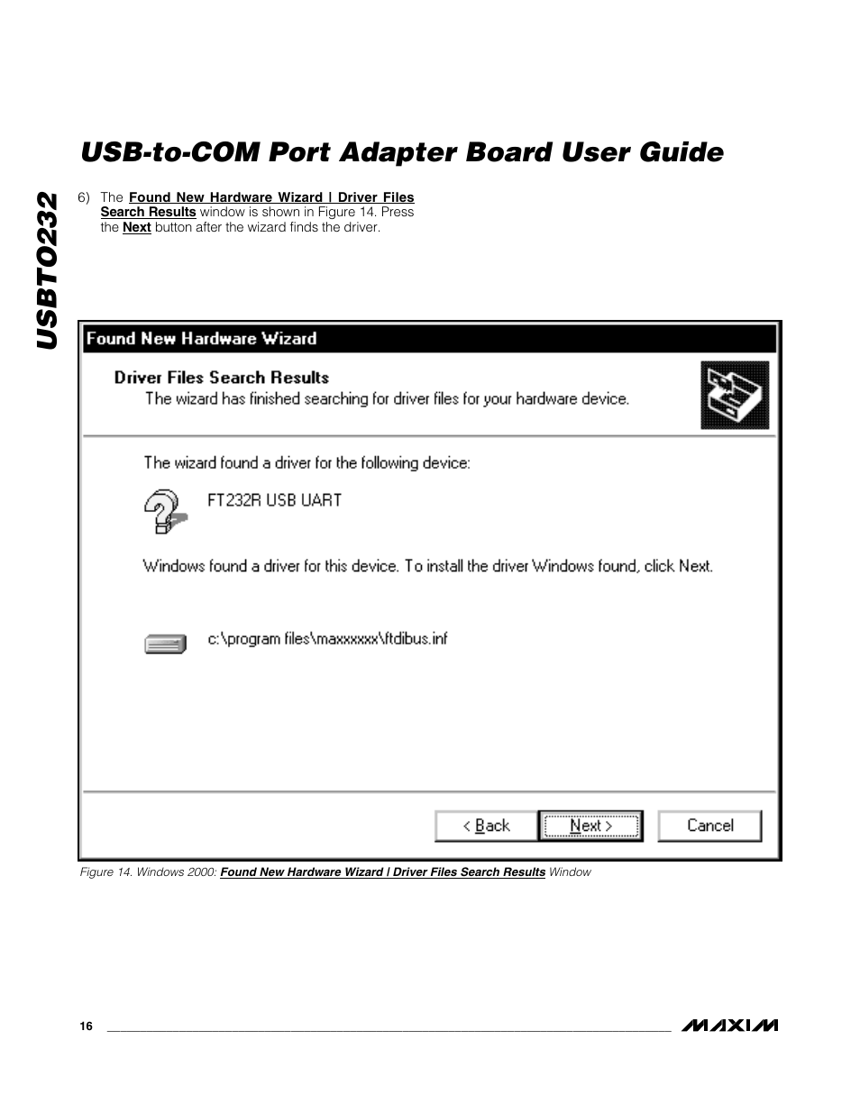 Usbto232, Usb-to-com port adapter board user guide | Maxim Integrated USBTO232 User Manual | Page 16 / 31