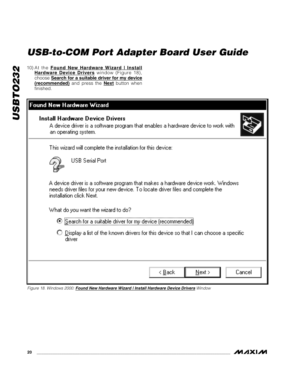 Usbto232, Usb-to-com port adapter board user guide | Maxim Integrated USBTO232 User Manual | Page 20 / 31