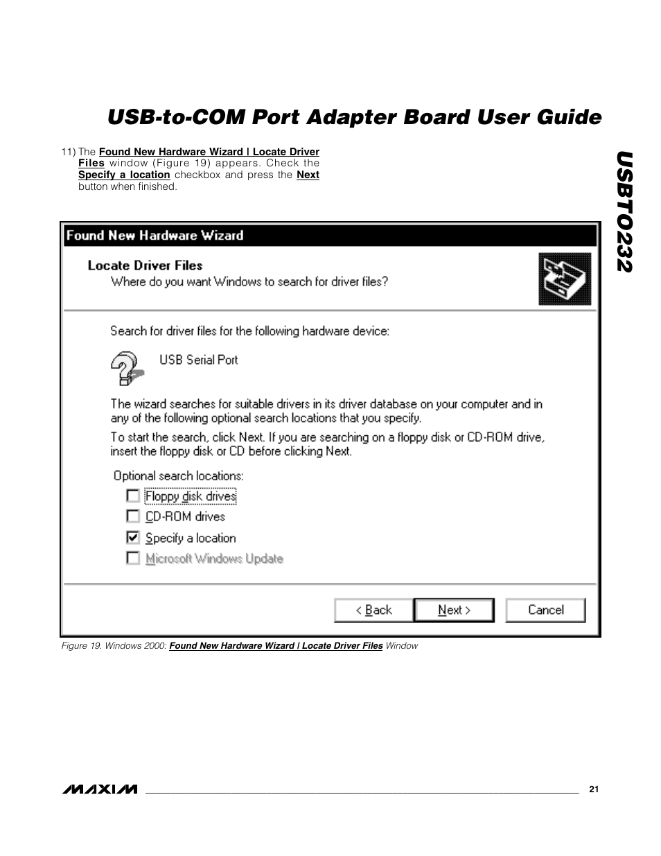 Usbto232 usb-to-com port adapter board user guide | Maxim Integrated USBTO232 User Manual | Page 21 / 31