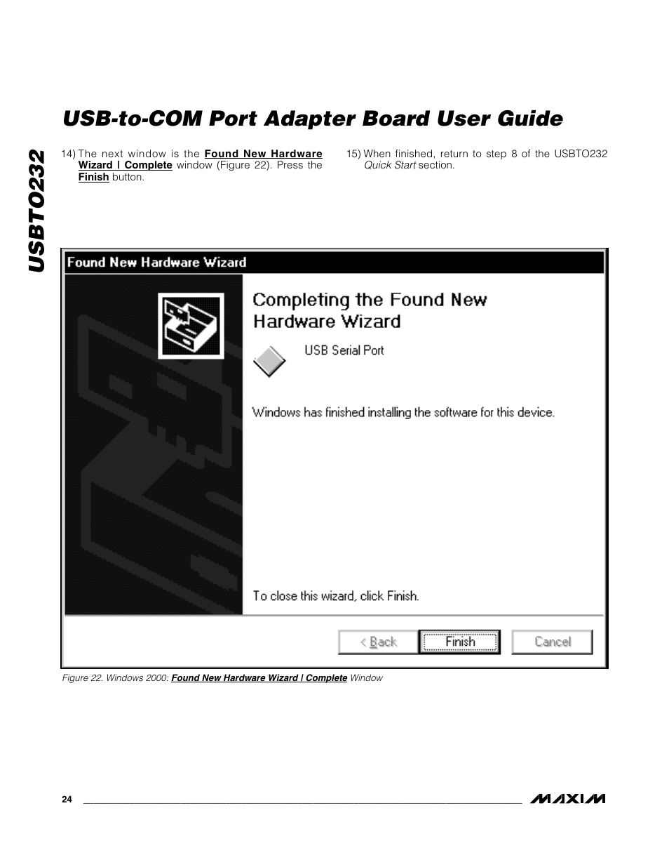 Usbto232, Usb-to-com port adapter board user guide | Maxim Integrated USBTO232 User Manual | Page 24 / 31