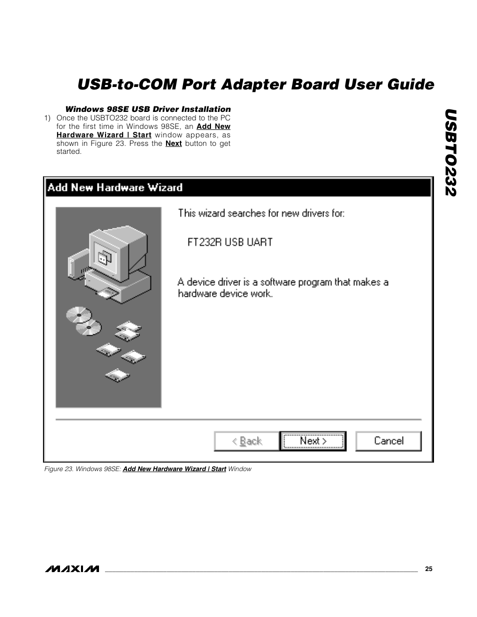 Usbto232 usb-to-com port adapter board user guide | Maxim Integrated USBTO232 User Manual | Page 25 / 31