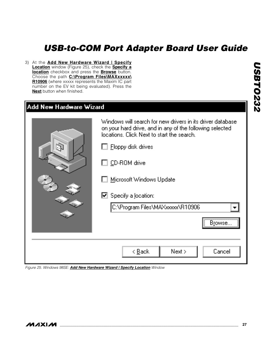 Usbto232 usb-to-com port adapter board user guide | Maxim Integrated USBTO232 User Manual | Page 27 / 31