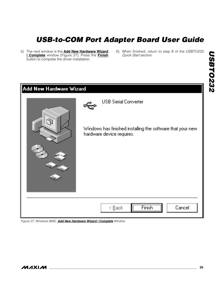 Usbto232 usb-to-com port adapter board user guide | Maxim Integrated USBTO232 User Manual | Page 29 / 31