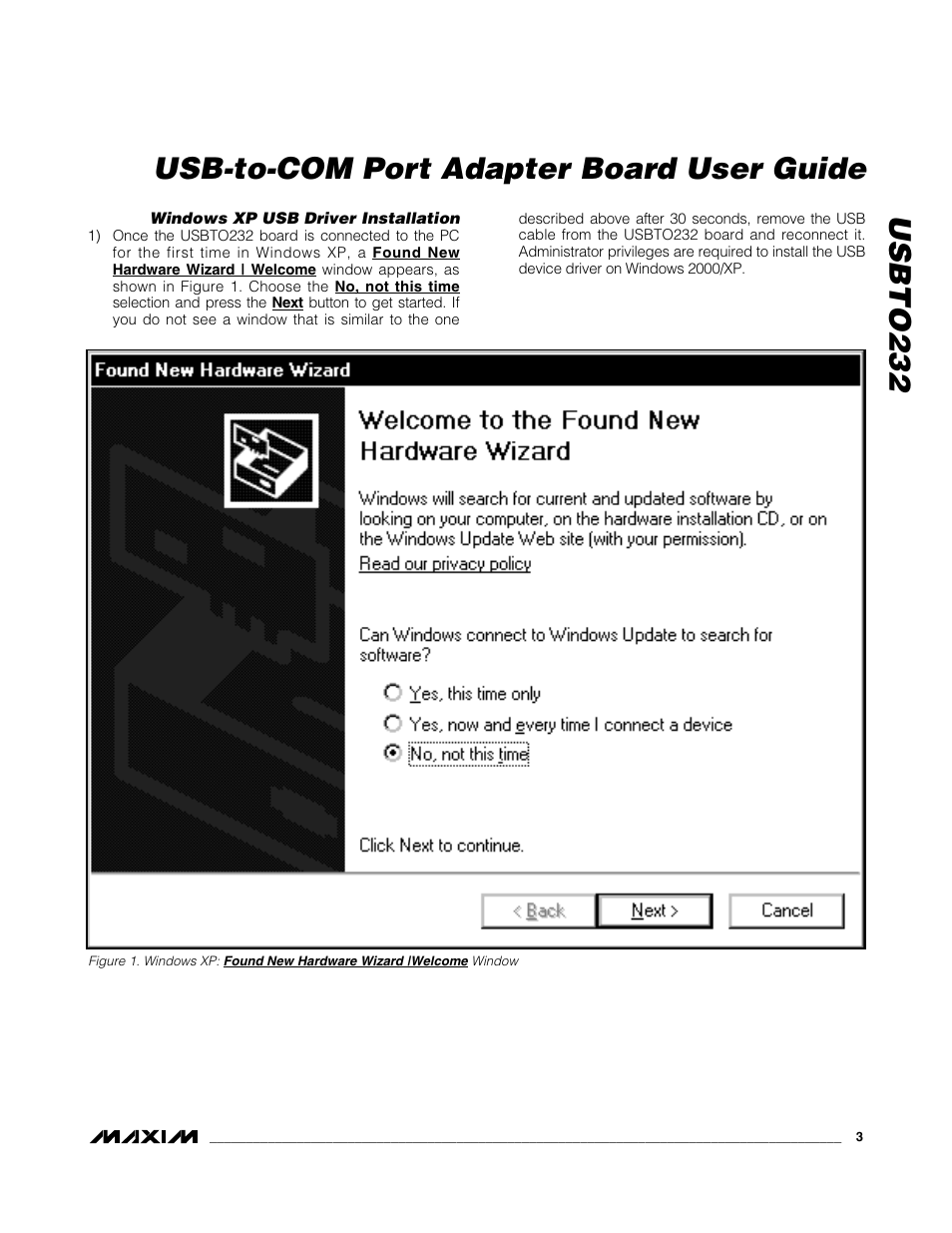 Usbto232 usb-to-com port adapter board user guide | Maxim Integrated USBTO232 User Manual | Page 3 / 31