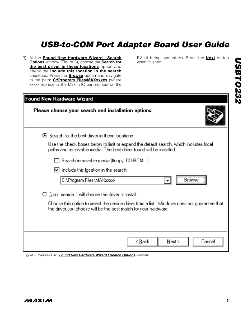 Usbto232 usb-to-com port adapter board user guide | Maxim Integrated USBTO232 User Manual | Page 5 / 31