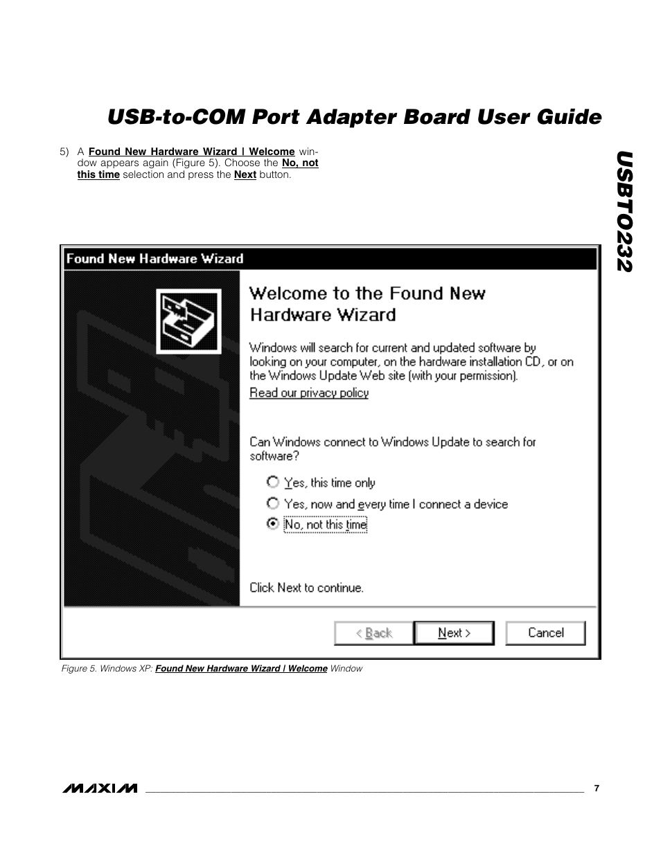 Usbto232 usb-to-com port adapter board user guide | Maxim Integrated USBTO232 User Manual | Page 7 / 31