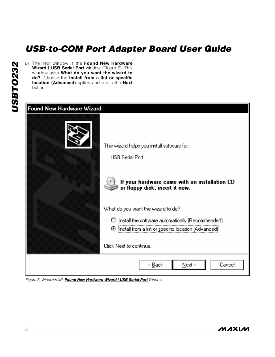 Usbto232, Usb-to-com port adapter board user guide | Maxim Integrated USBTO232 User Manual | Page 8 / 31