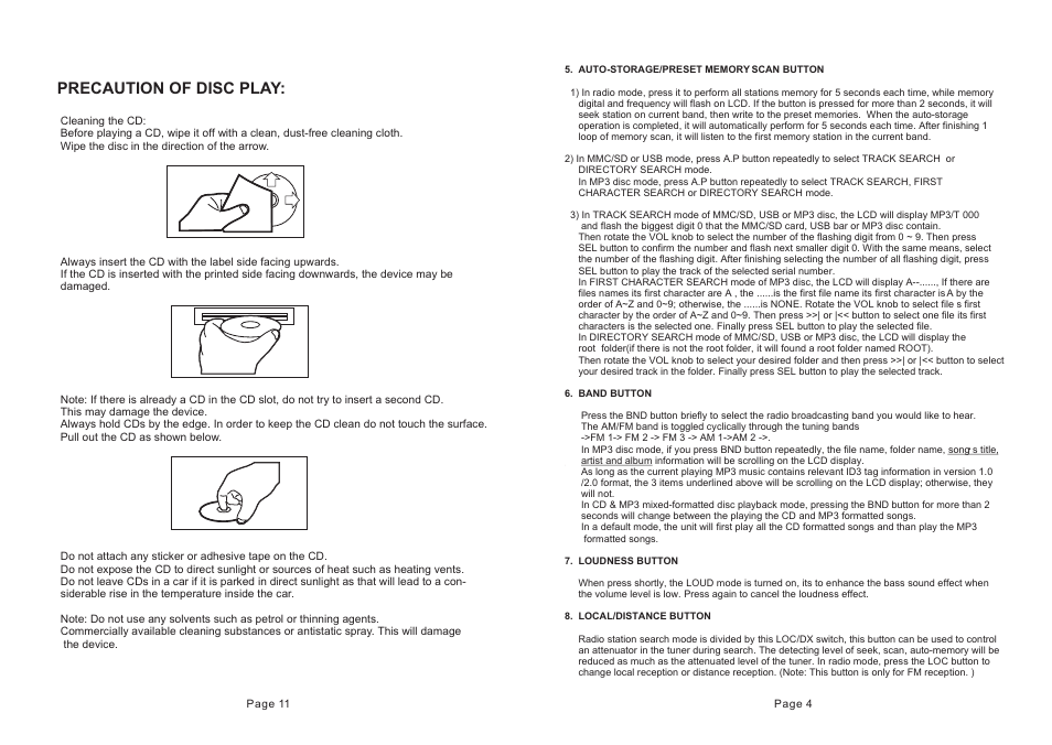 Precaution of disc play | Metrik Mobile Electronics MCD-797 User Manual | Page 5 / 8