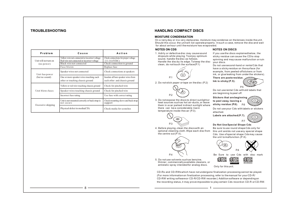 Т³гж 3, Handling compact discs, Troubleshooting | Metrik Mobile Electronics MCD-476 User Manual | Page 3 / 6