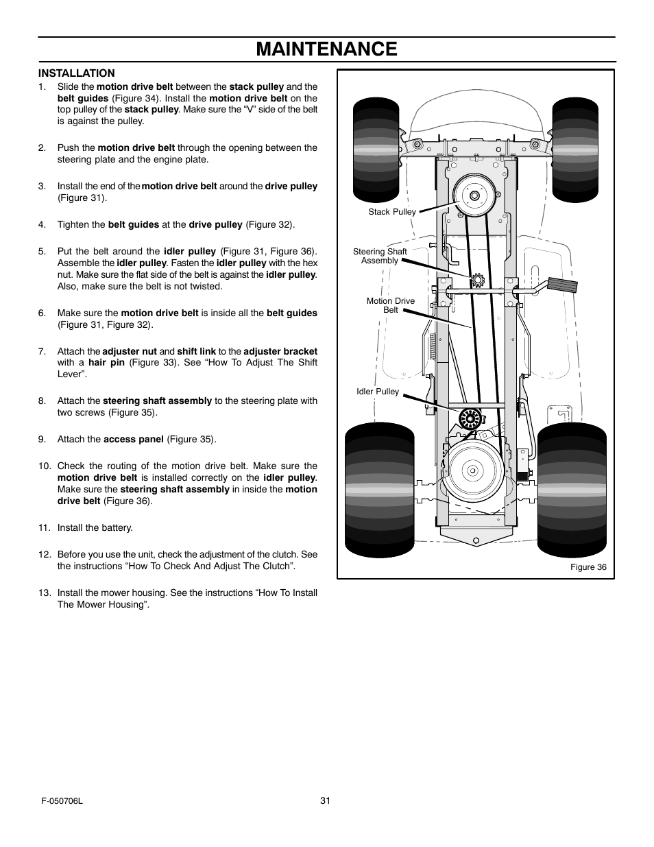 Maintenance | Murray 425014x92B User Manual | Page 31 / 56