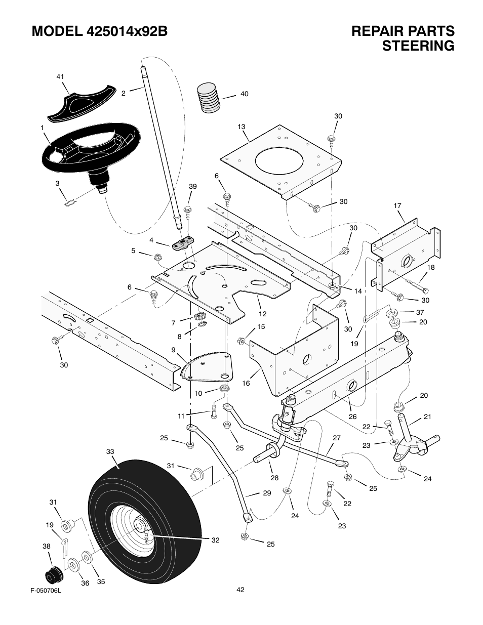 Steering | Murray 425014x92B User Manual | Page 42 / 56