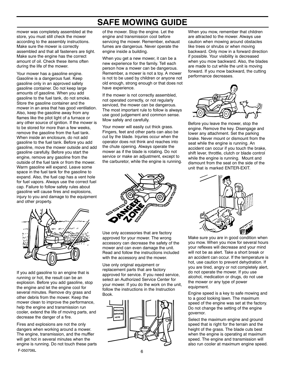 Safe mowing guide | Murray 425014x92B User Manual | Page 6 / 56