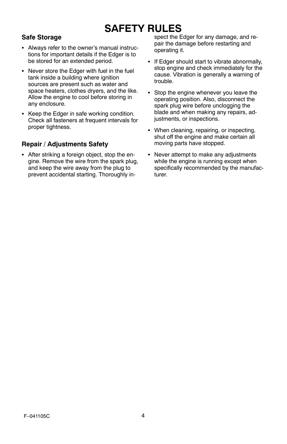 Safety rules | Murray EV3850x4NA User Manual | Page 4 / 24