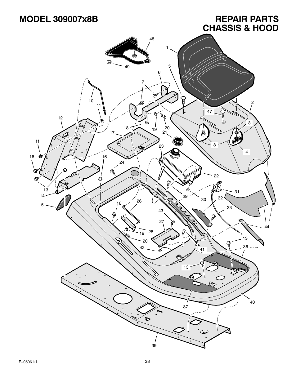 Chassis & hood | Murray 309007x8B User Manual | Page 38 / 52